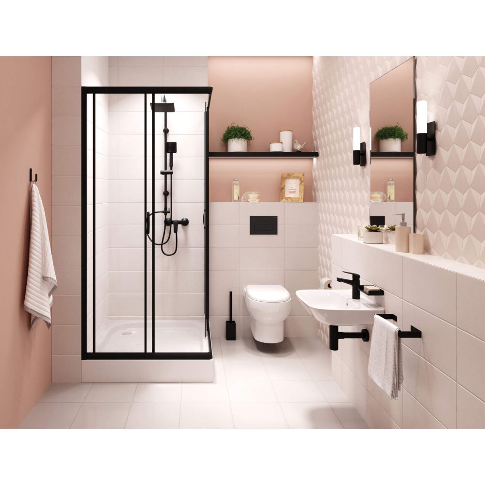 Cabina de dus patrata neagra 80x80 cm, cu usi culisante, Deante Funkia [2]