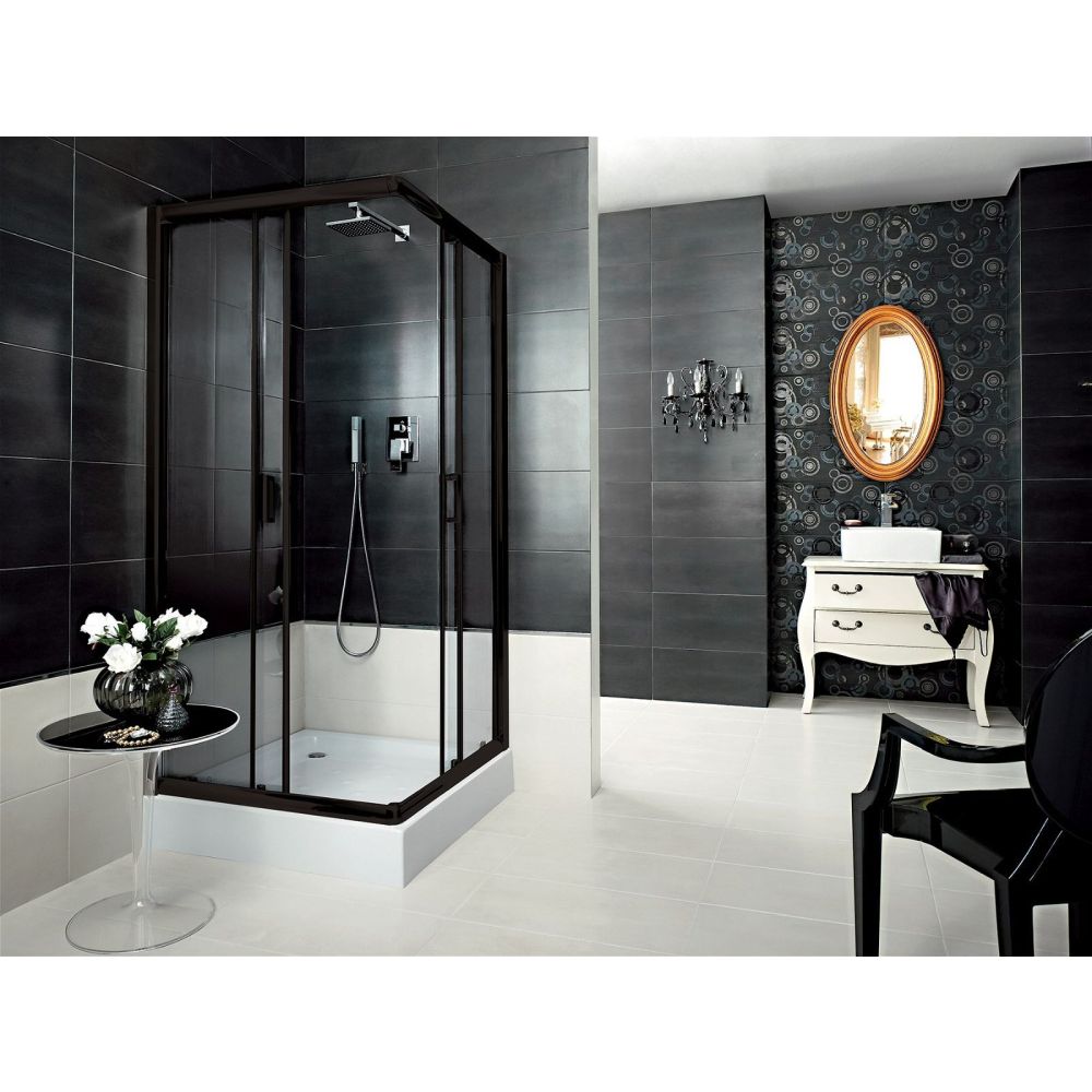 Cabina de dus patrata neagra 90x90 cm, cu usi culisante, Deante Funkia [5]