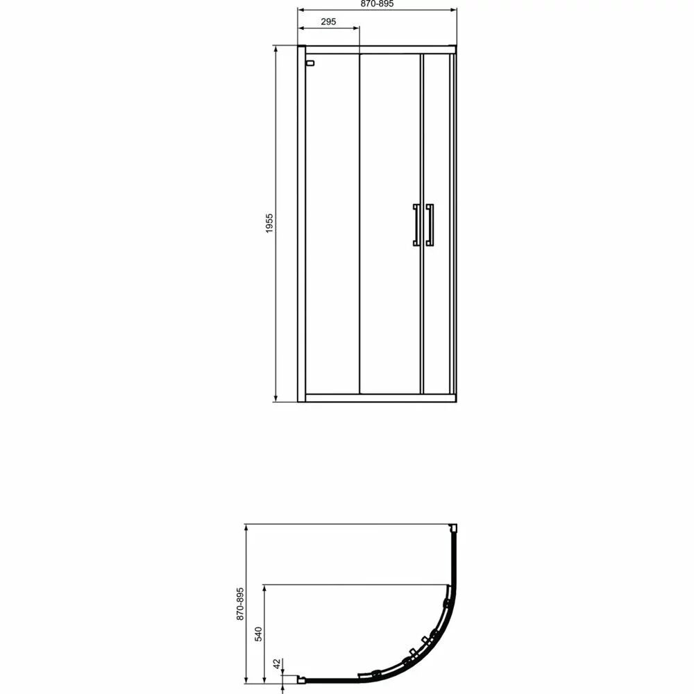 Cabina de dus semirotunda 90x90 cm Ideal Standard Connect 2 cu usi glisante profil alb mat [3]