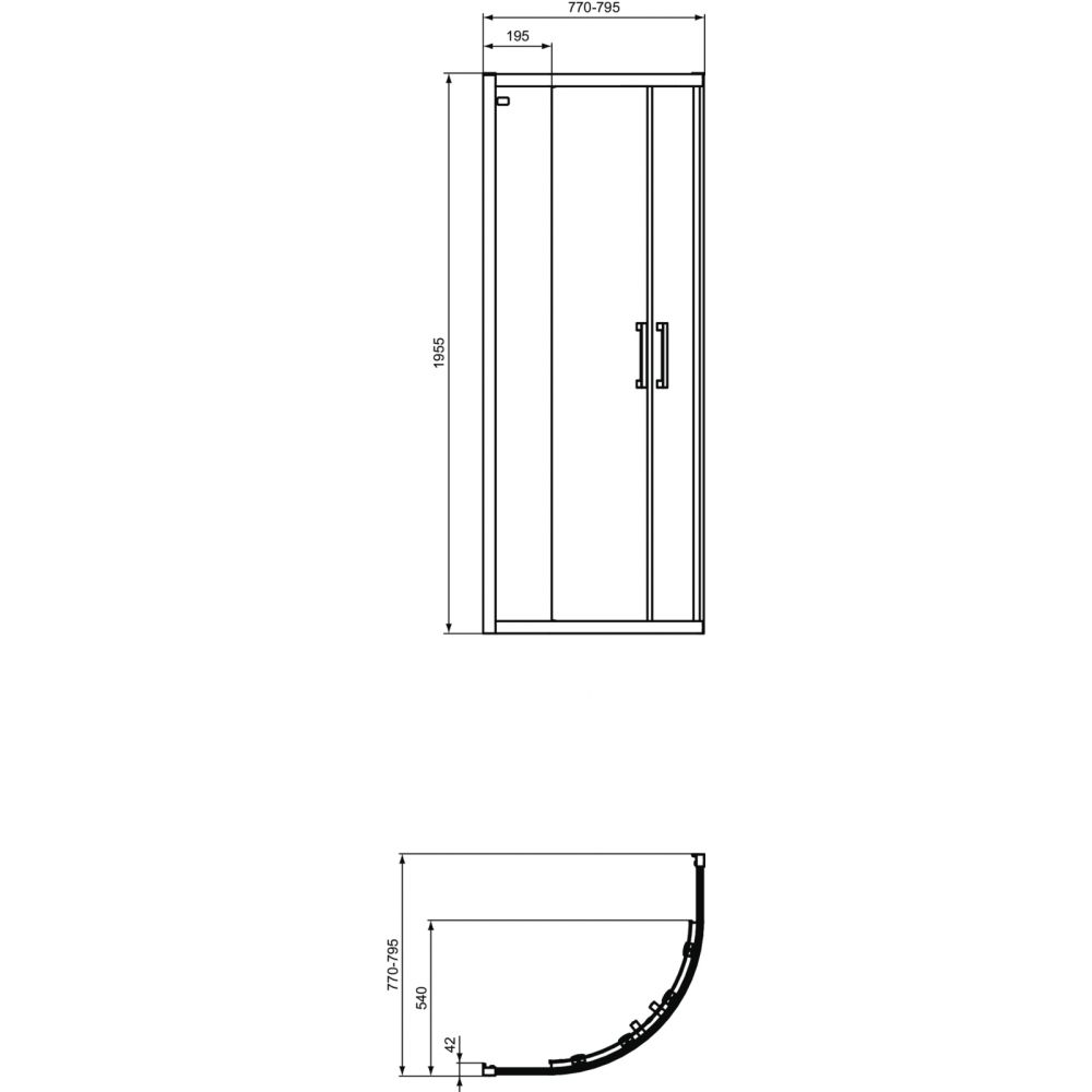 Cabina de dus semirotunda 80x80 cm Ideal Standard Connect 2 cu usi glisante profil crom lucios [2]