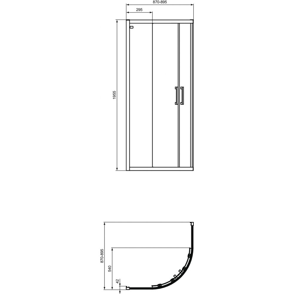 Cabina de dus semirotunda 90x90 cm Ideal Standard Connect 2 cu usi glisante profil crom lucios [2]