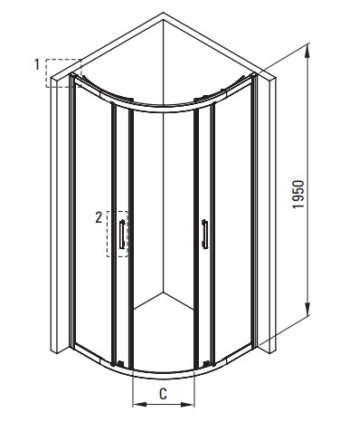 Cabina de dus semirotunda neagra 90x90 cm cu sticla model val, Deante Funkia Evo [2]