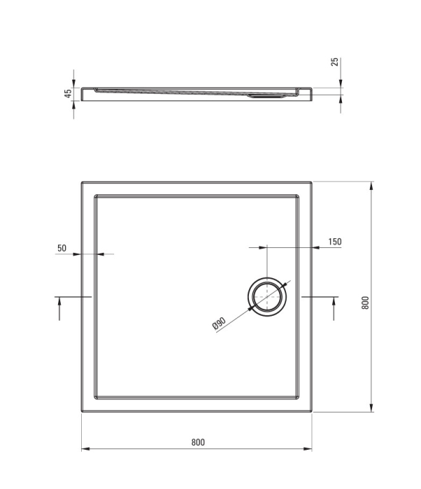 Cabina de dus  titan patrata cu cadita alba 80x80 cm cu sticla model dunga Deante Funkia Evo model [3]