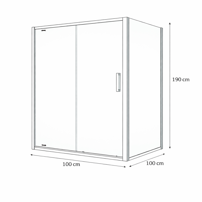 Cabina dus 100x100 cm cu usa culisanta, crom lucios, grosime sticla 5 mm, Sanswiss Ocelia [7]