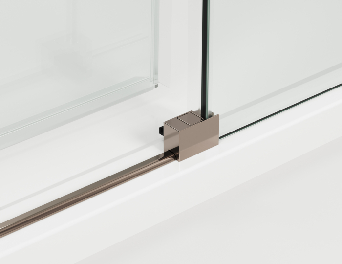 Cabina dus champagne metal 160x90 cm cu usa culisanta, grosime sticla 8 mm, tratament anticalcar, Ronal Oriana [5]