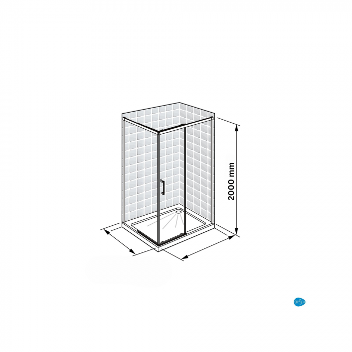Cabina dus bordeaux metal 120x90 cm cu usa culisanta, grosime sticla 8 mm, tratament anticalcar, Ronal Oriana [9]