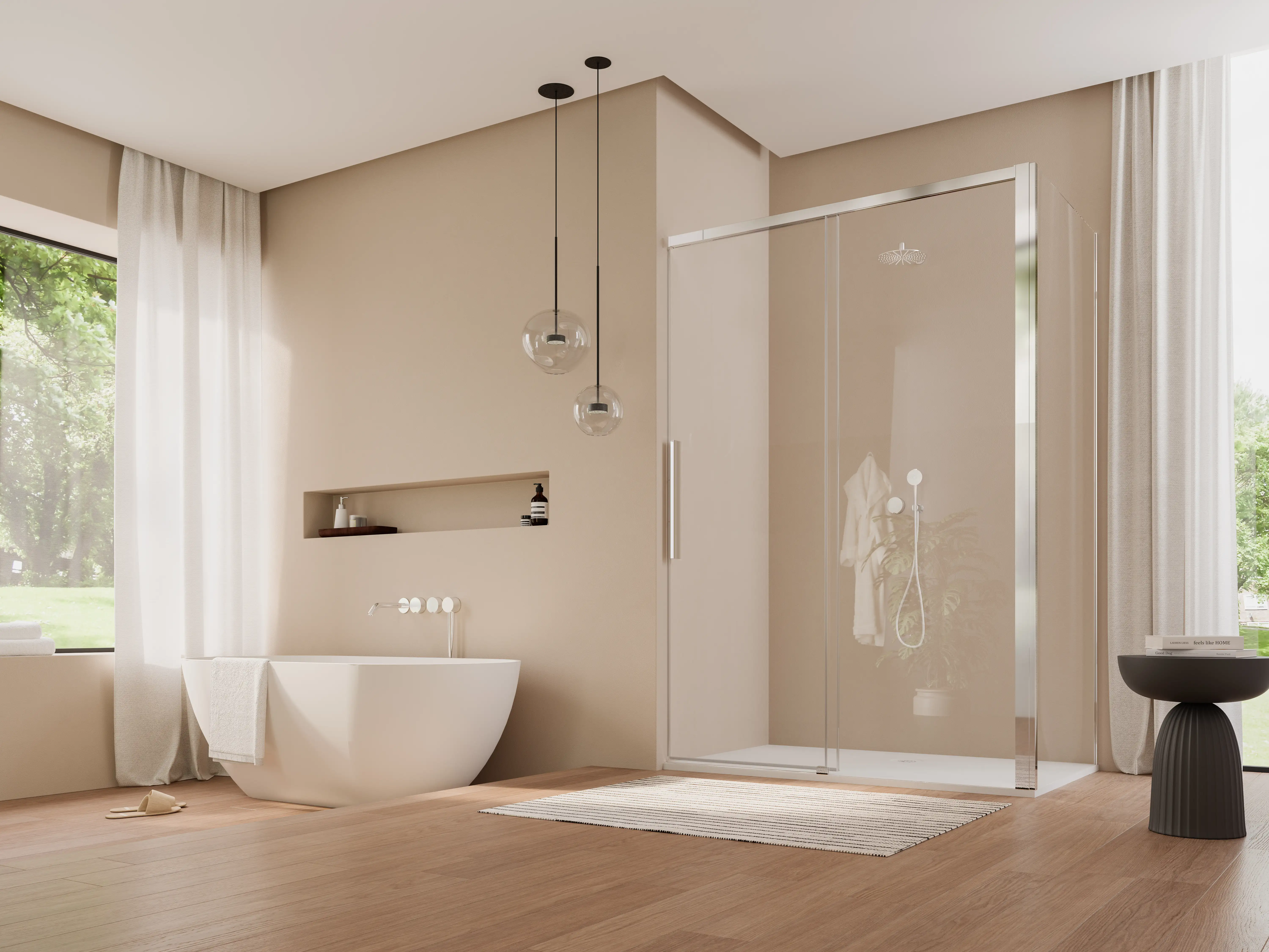 Cabina dus crom 140x100 cm cu usa culisanta, grosime sticla 8 mm, tratament anticalcar, Ronal Oriana [2]