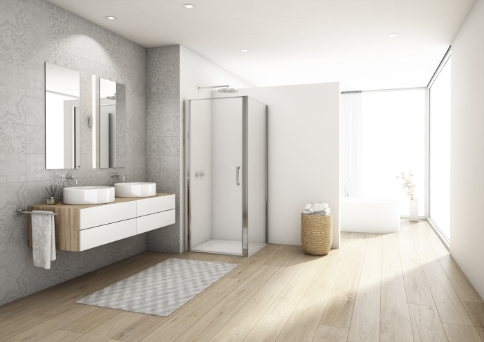 Cabina dus crom 70x70 cm cu usa pivotanta, grosime sticla 6 mm, tratament anticalcar, Ronal Divera [2]