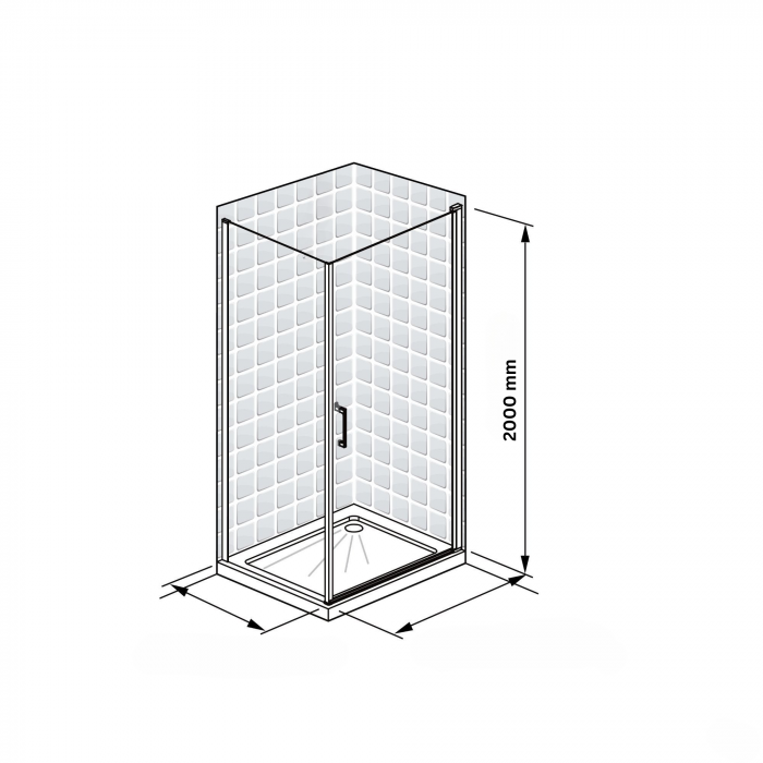 Cabina dus negru mat 80x80 cm cu usa pivotanta, grosime sticla 6 mm, tratament anticalcar, Ronal Divera [11]