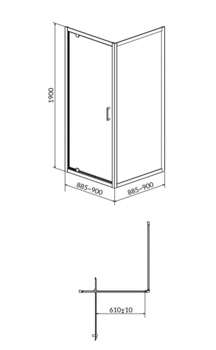 Cabina dus cu usa pivotanta 90x90 cm, sticla transparenta, Cersanit [3]