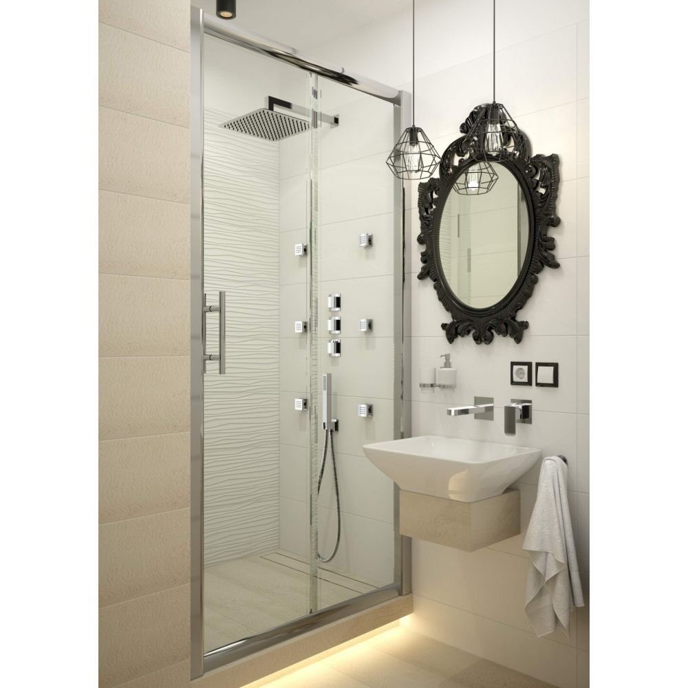 Cabina dus dreptunghiulara 160x90 cm, cu perete fix si usa culisanta, Deante Cynia [5]