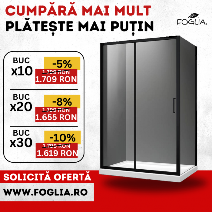 Cabina dus dreptunghiulara neagra 120x90 cm Mediterraneo, Iris Black