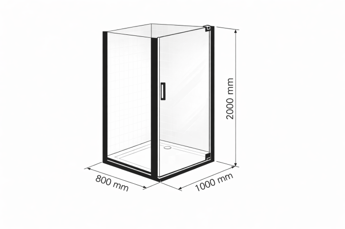 Cabina dus negru mat 100x80 cm cu usa pivotanta, grosime sticla 6 mm, tratament anticalcar, Ronal Divera [11]