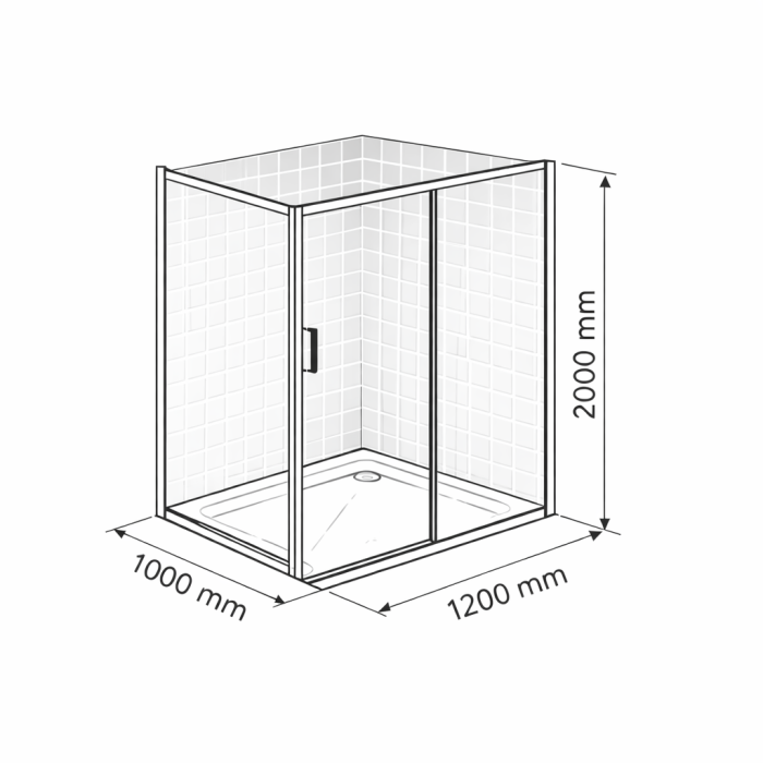 Cabina dus negru mat 120x100 cm, usa culisanta, grosime sticla 6 mm, tratament anticalcar, Ronal [10]