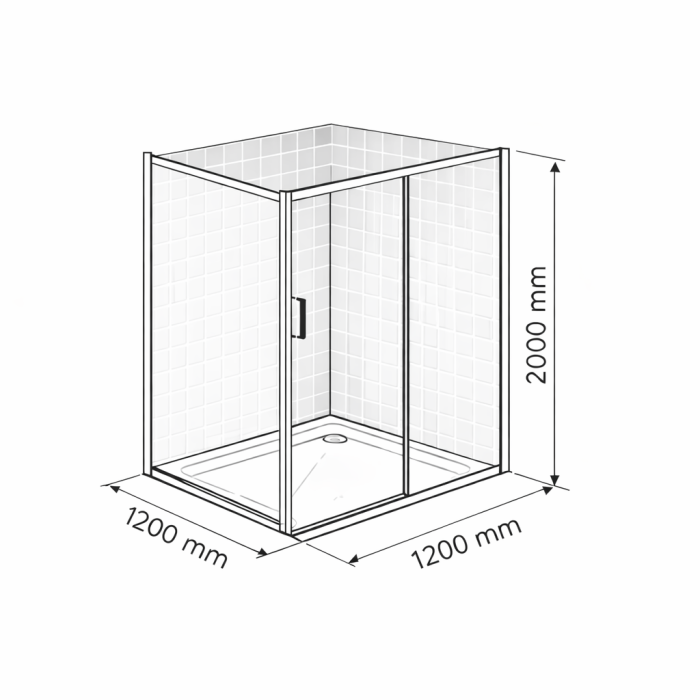 Cabina dus negru mat 120x120 cm, usa culisanta, grosime sticla 6 mm, tratament anticalcar, Ronal Divera [10]