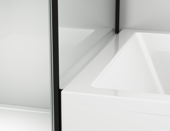Cabina dus negru mat 120x80 cm cu usa culisanta, grosime sticla 8 mm, inchidere perete fix, Ronal Amalia [6]