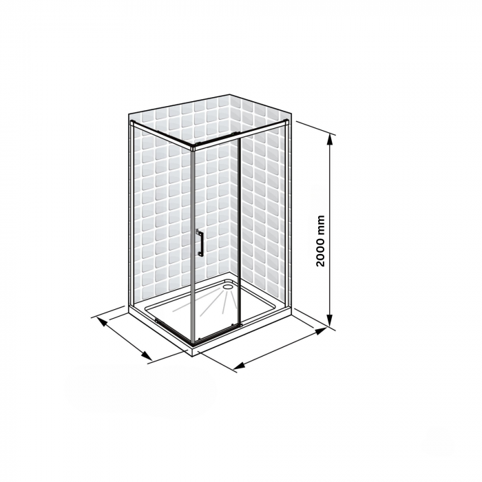 Cabina dus negru mat 120x80 cm cu usa culisanta, grosime sticla 8 mm, Ronal Amalia [15]