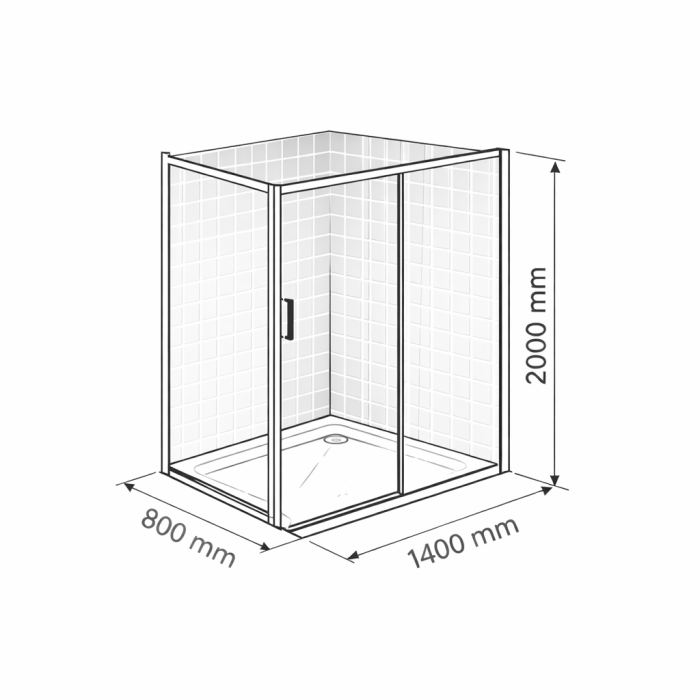 Cabina dus negru mat 140x80 cm, usa culisanta, grosime sticla 6 mm, tratament anticalcar, Ronal Divera [10]