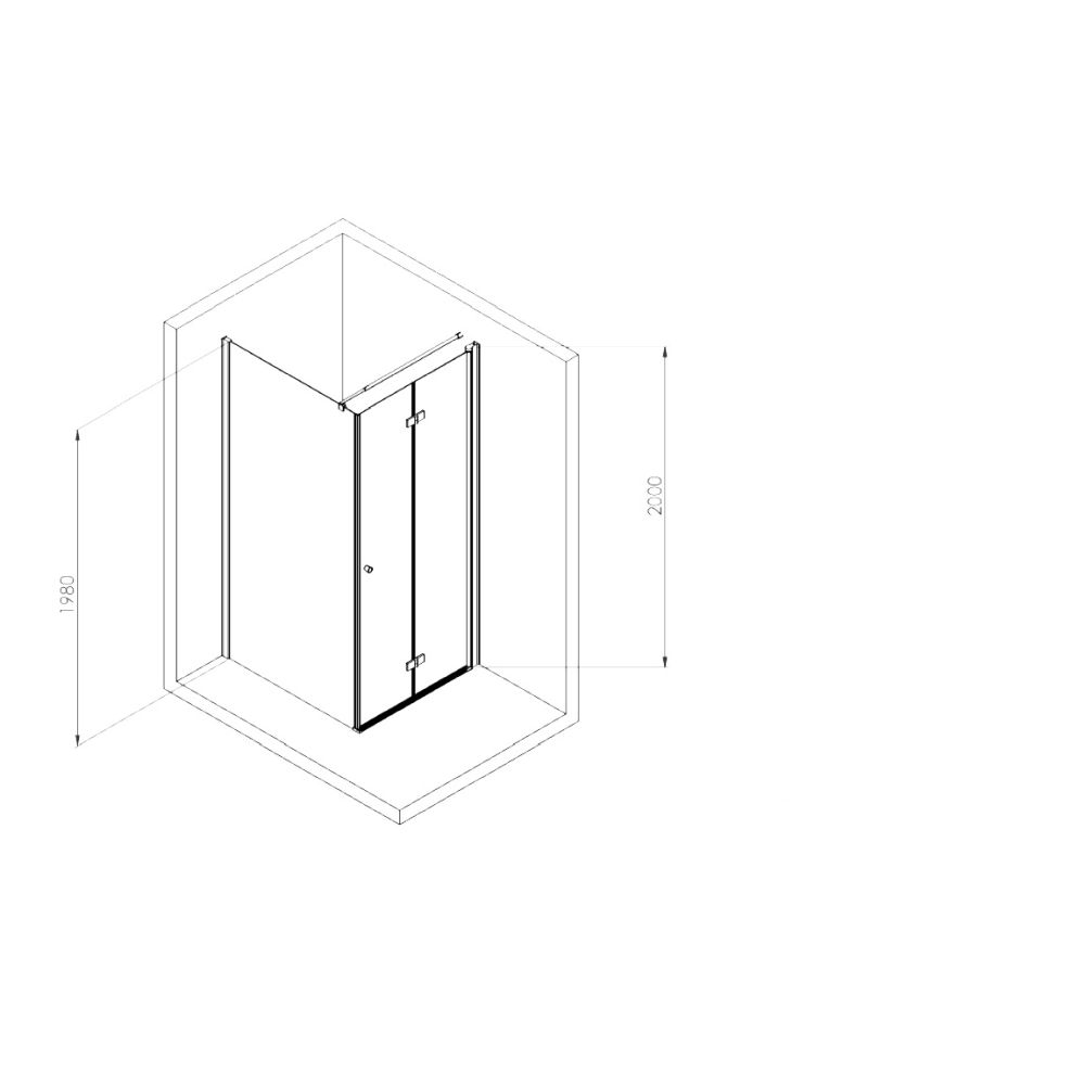 Cabina dus patrata 90x90 cm crom cu perete fix si usa batanta Deante Kerria Plus [5]