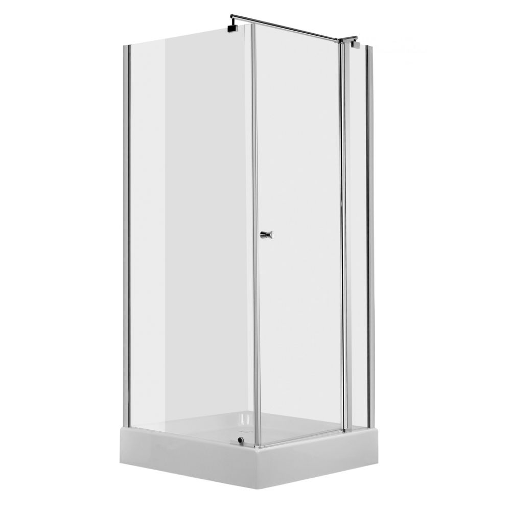 Set cabina dus patrata 90x90 cm crom Deante Cubic plus coloana cu comutator crom, Grohe New Tempesta 210 [2]