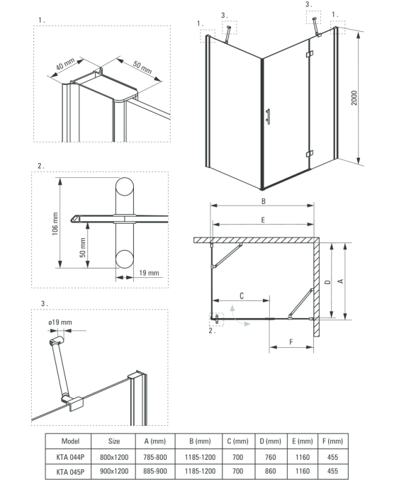 Cabina dus patrata cu usa batanta 120x90 cm Deante Abelia [2]