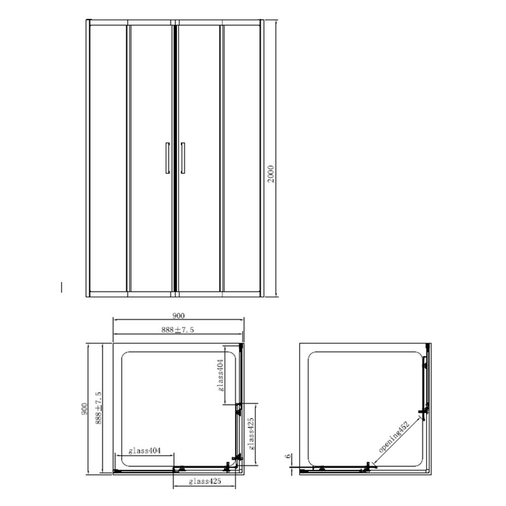 Cabina dus patrata crom 90x90 cm, Mediterraneo, Hector [5]