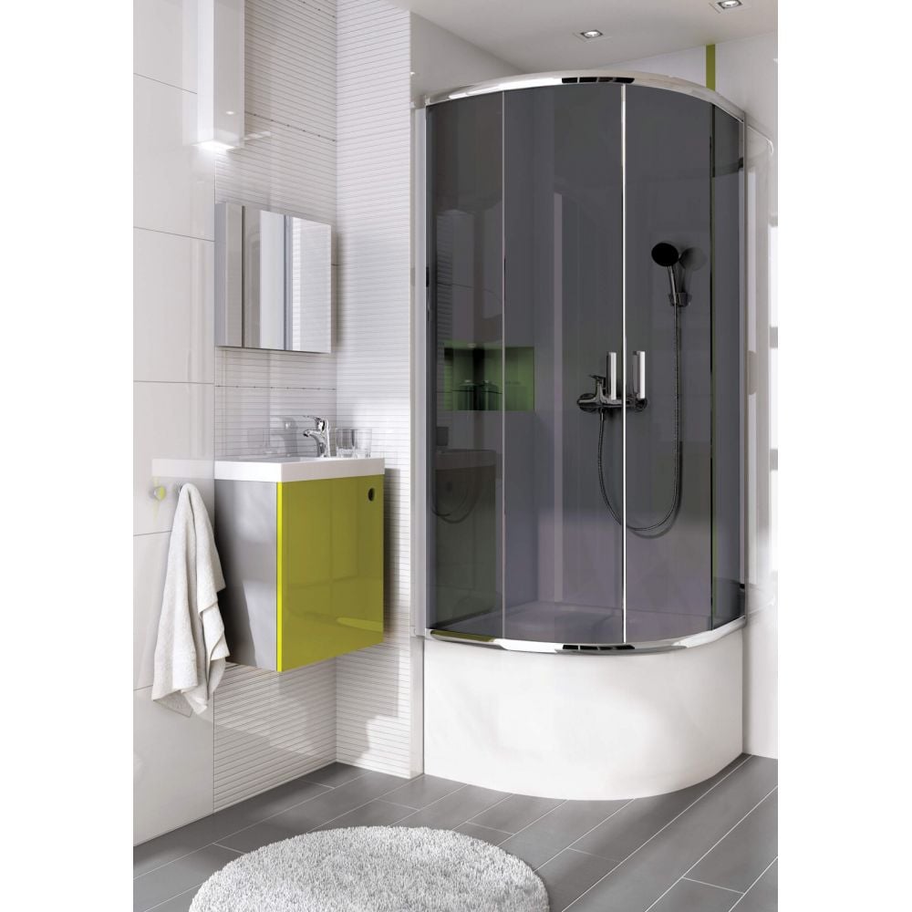 Cabina dus semirotunda 80x80 cm, sticla grafit cu 2 usi culisante, Deante Funkia [2]