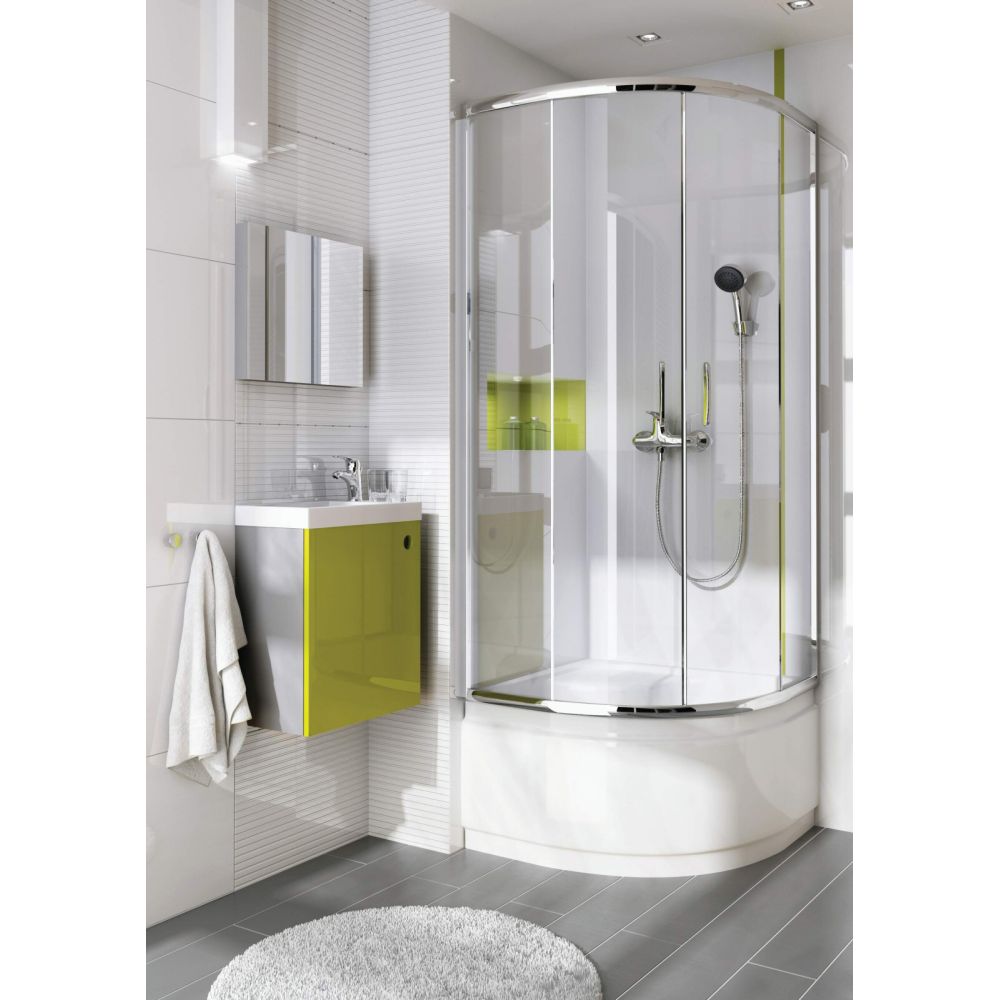Cabina dus semirotunda cu 2 usi glisante, crom, 80x80 cm, Deante Funkia [2]