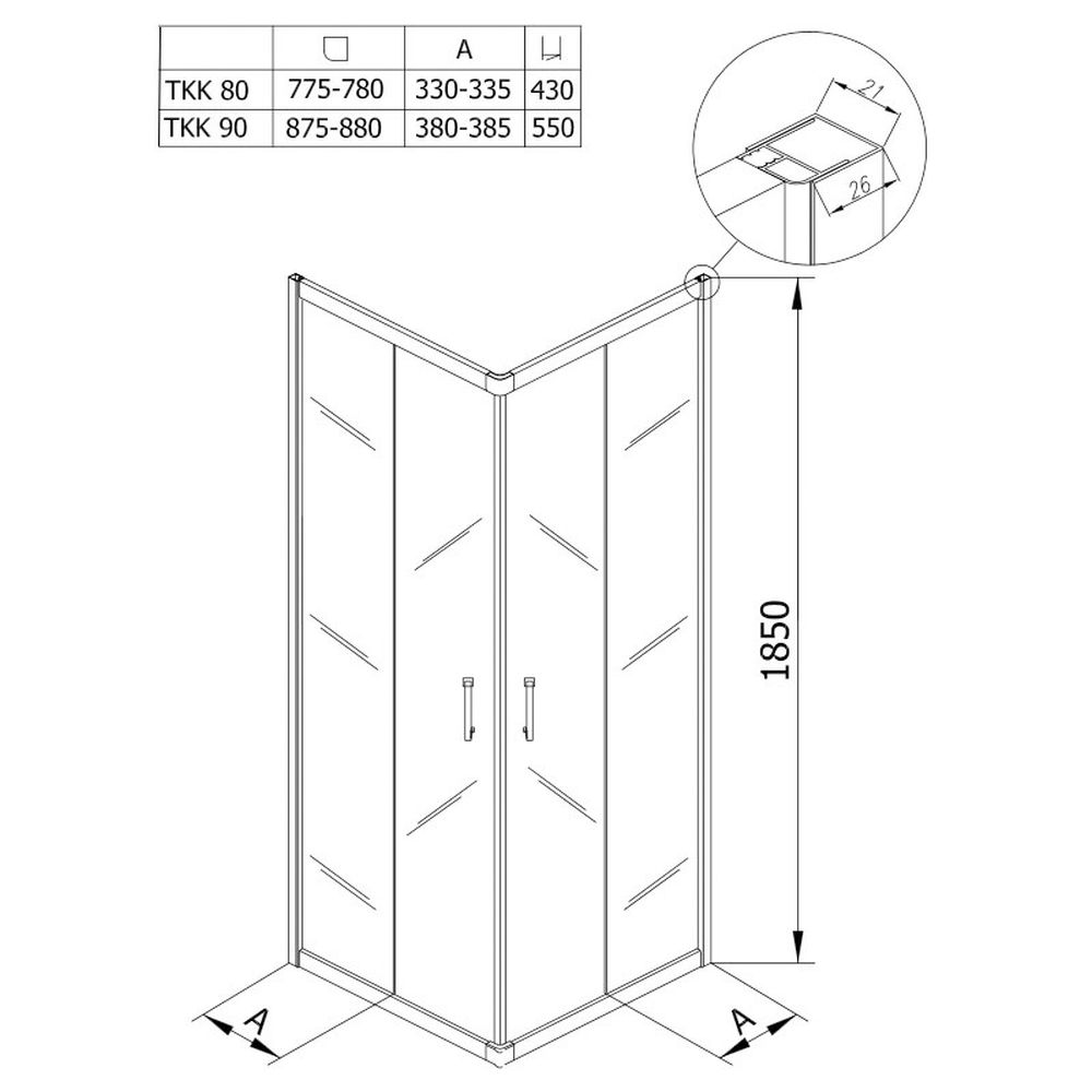 Cabina dus sticla patrata 90x90 cm KolpaSan Eco Quat [2]
