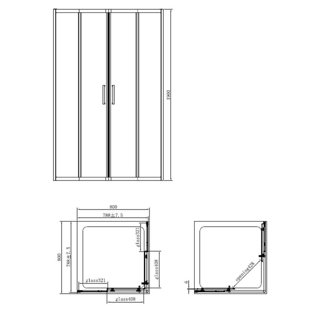 Cabina dus patrata neagra 80x80 cm, Mediterraneo, Hector 2 [3]