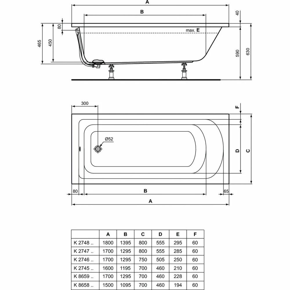 Cada baie incastrata Ideal Standard Hotline, dreptunghiulara, 170x70 cm [3]