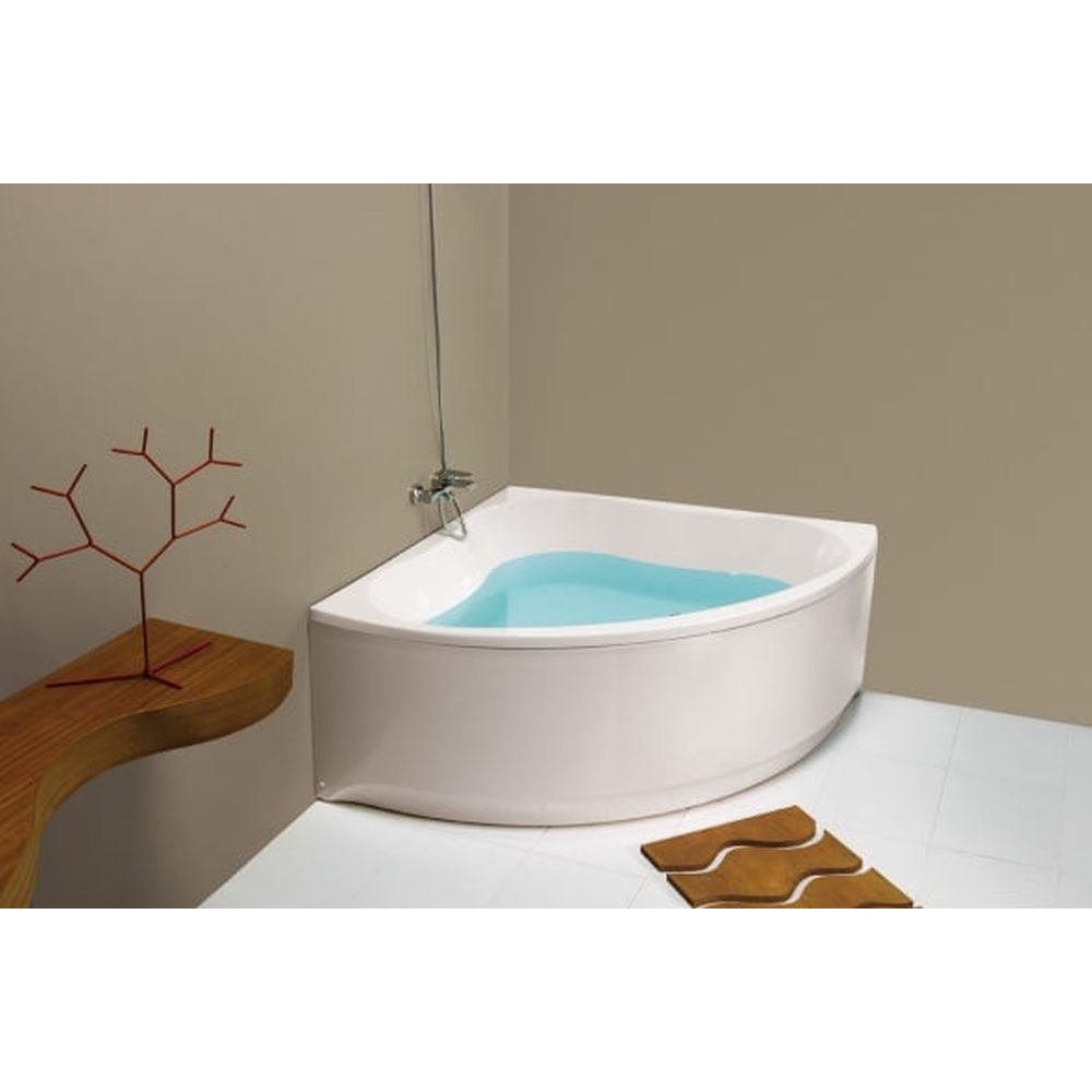 Cada baie pe colt Gala Trevo, 135 x 135 cm, asimetrica, alb lucios [2]