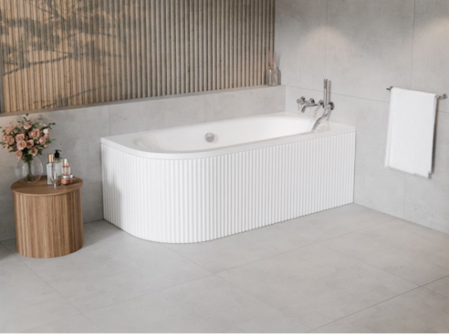 Cada baie 170x75 cm, masca frontala cu riflaje inclusa, alba, Besco Avita [2]