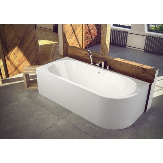 Cada baie asimetrica alba, acril, 150 x 75 cm, orientare stanga, Besco Avita [2]