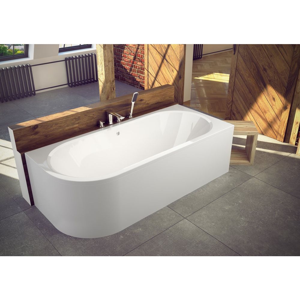 Cada baie asimetrica alba, acril, 180 x 80 cm, orientare dreapta, Besco Avita [4]