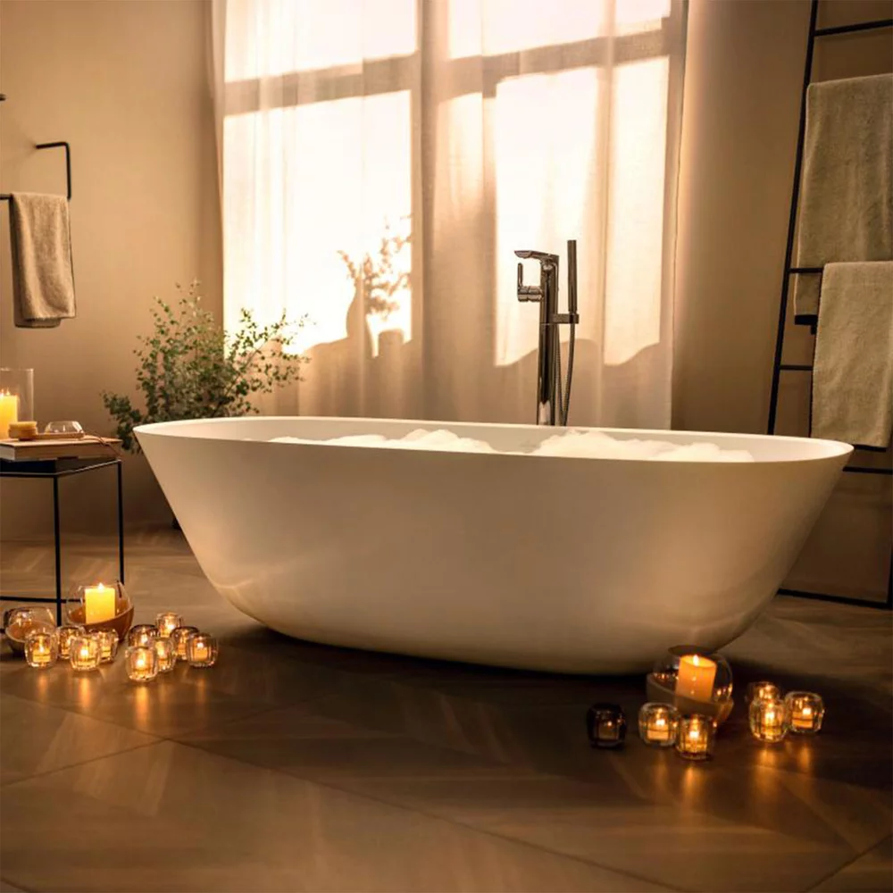 Cada baie freestanding 155x75 cm alb alpin, ovala, Villeroy&Boch Theano [4]
