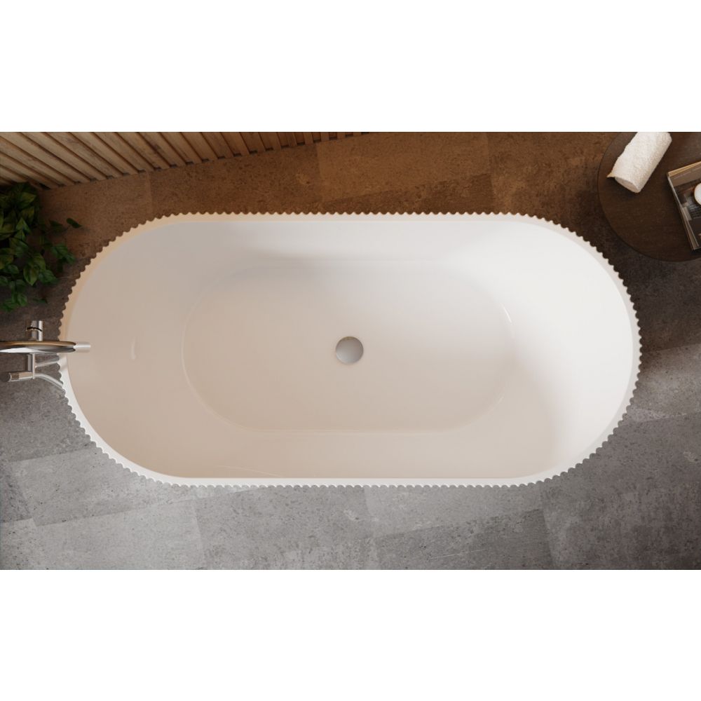 Cada baie freestanding cu riflaje 3D, dimensiune 170 x 75 cm, alb lucios, Scarlet Foglia [5]