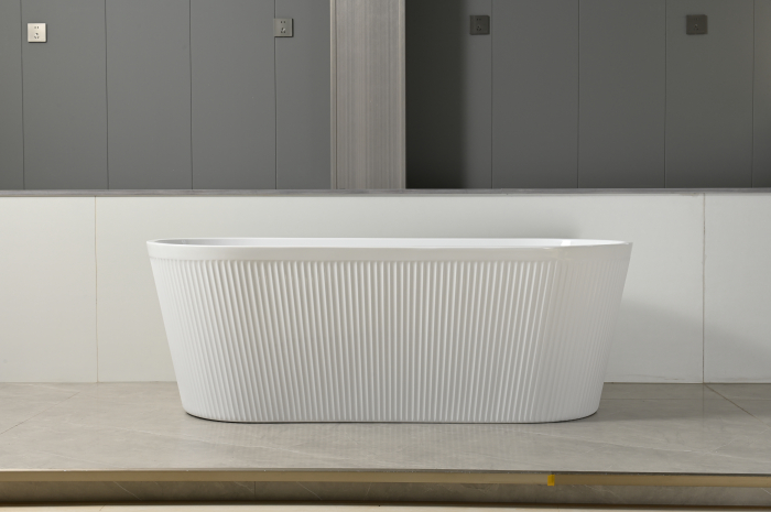 Cada baie freestanding cu riflaje 3D, dimensiune 170 x 75 cm, alb lucios, Scarlet Foglia [3]