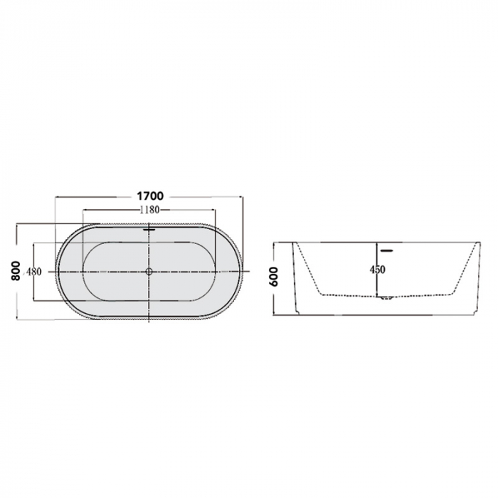 Cada baie freestanding 170x80 cm, ovala, alba, 3D, Florida, Salome Riffle [5]