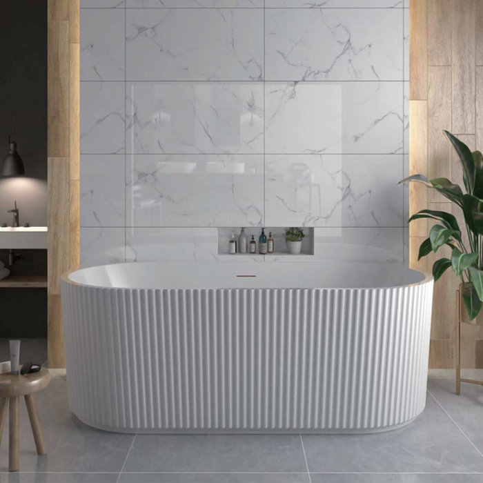 Cada baie freestanding alba cu masca riflata, 170 x 80 cm, Florida Beata [3]