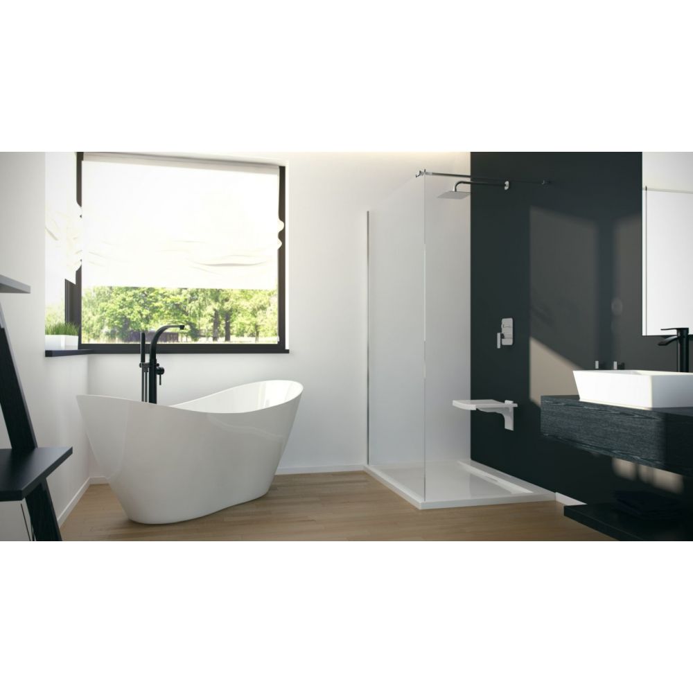 Cada baie freestanding asimetrica, compozit, alba, 160 x 70 cm, Besco Viya [6]