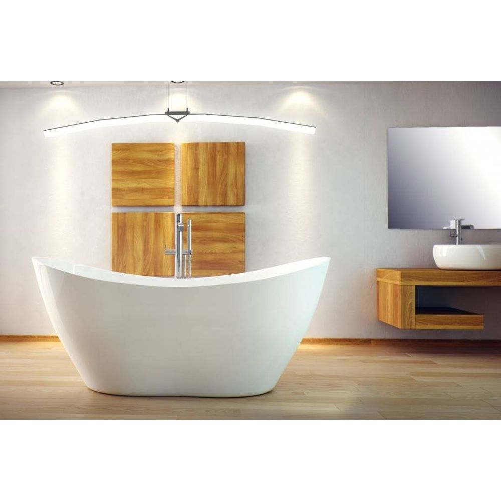 Cada baie freestanding asimetrica, compozit, alba, 160 x 70 cm, Besco Viya [4]
