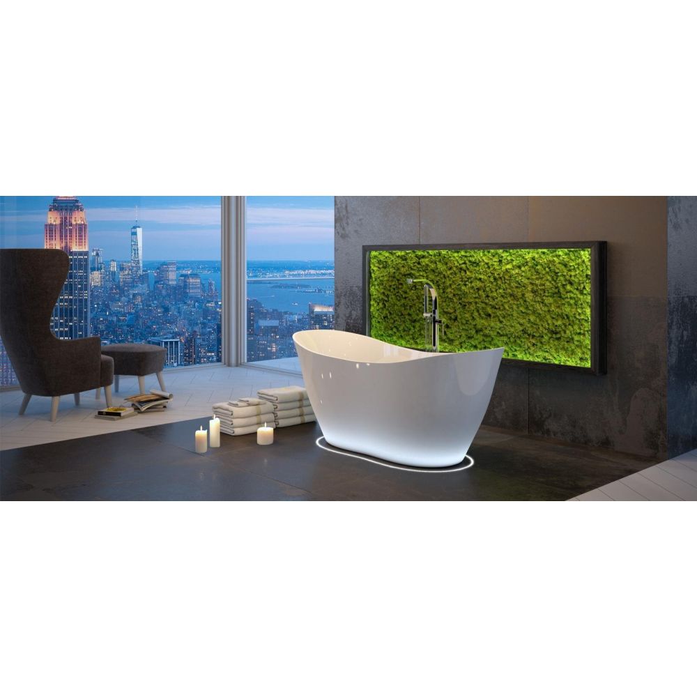 Cada baie freestanding asimetrica, compozit, alba, 160 x 70 cm, Besco Viya [5]