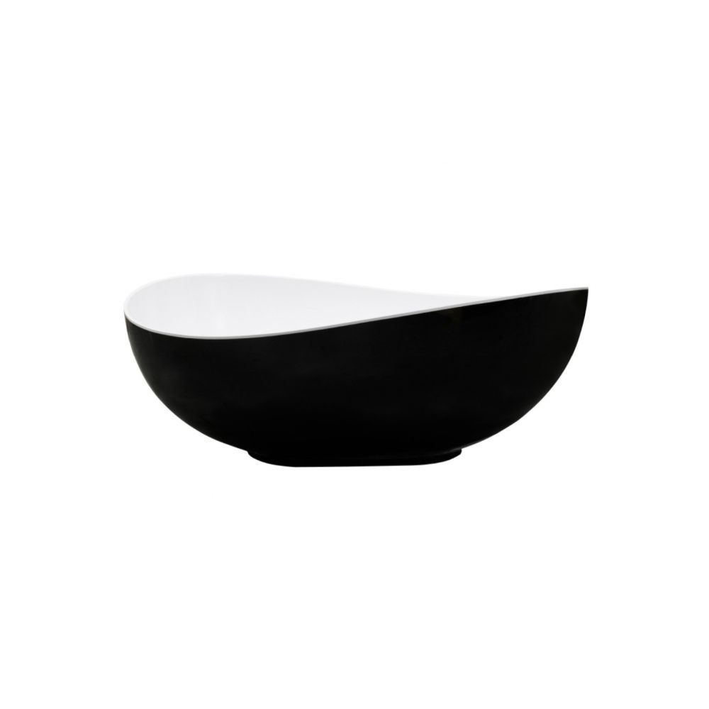 Cada baie freestanding Besco Siya, 172x100 cm, negru/alb mat [2]