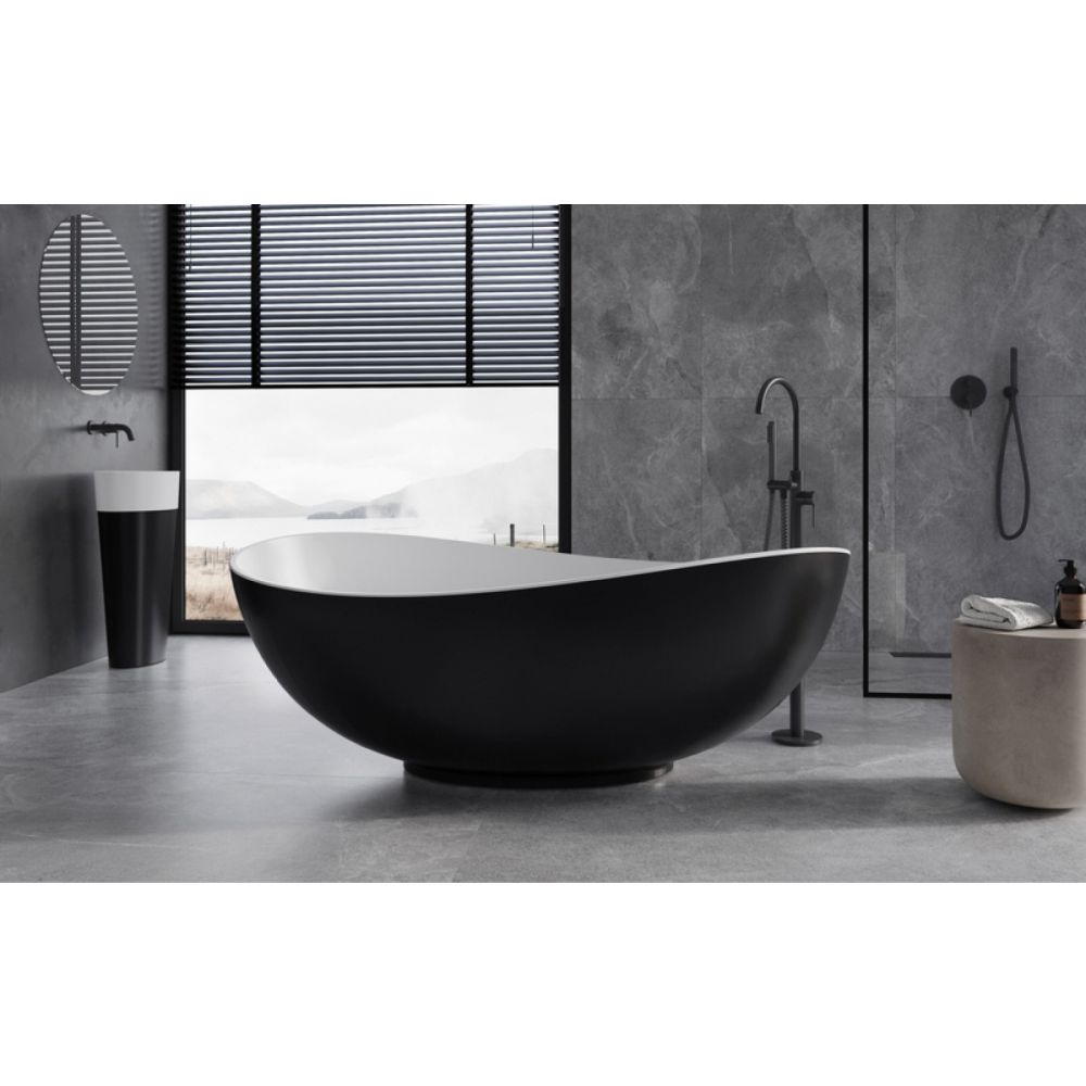 Cada baie freestanding Besco Siya, 172x100 cm, negru/alb mat [4]