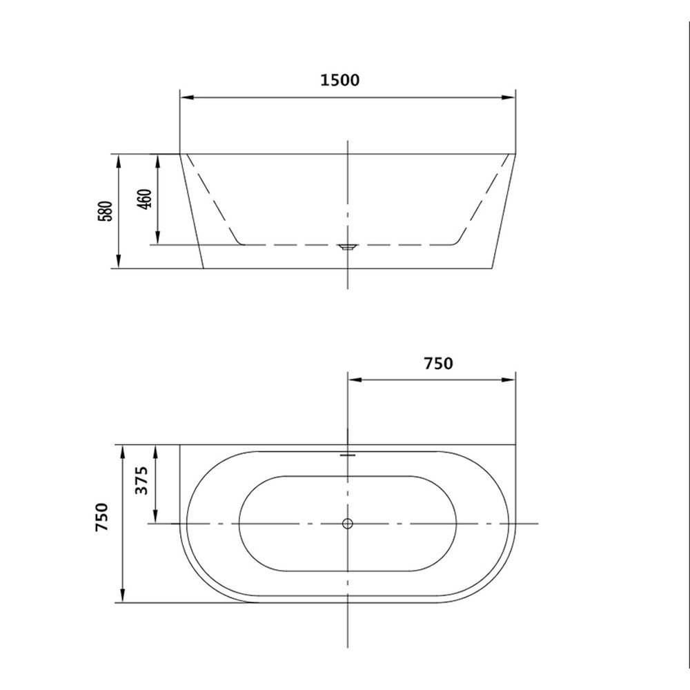 Cada baie freestanding 150 x 75 cm lipita de perete Florida, Beatrice [4]