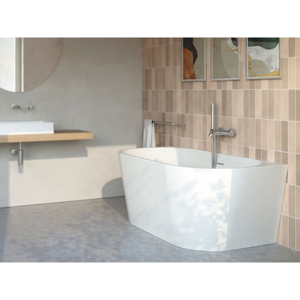 Cada baie freestanding Deante Silia, 150 x 75 cm, lipita de perete, alb lucios