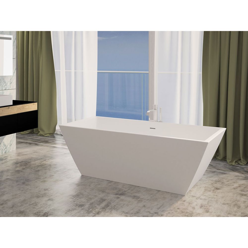 Cada baie freestanding, dreptunghiulara cu preaplin, West Hades, acril, alb, 178 x 80 cm resigilata [3]