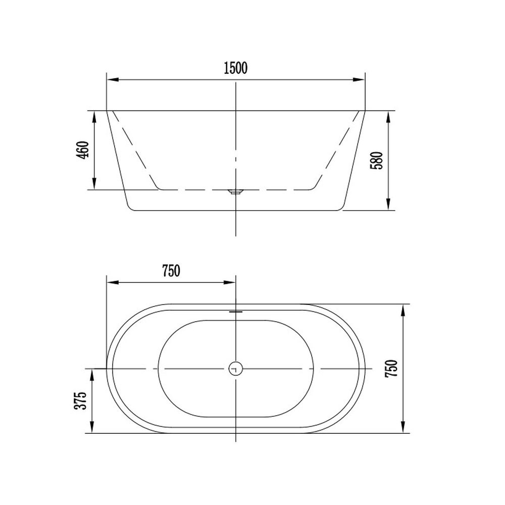 Cada baie freestanding 150 x 75 cm Florida, Denisa P-150 [4]