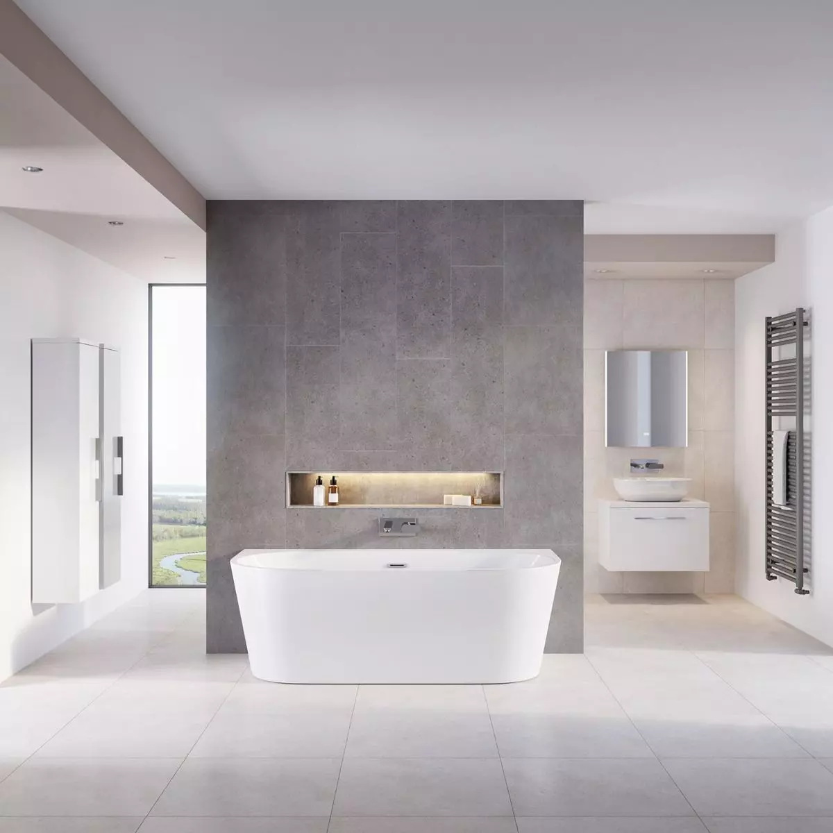 Cada baie freestanding, lipita de perete, 150 x 75 cm, Foglia Mara [2]